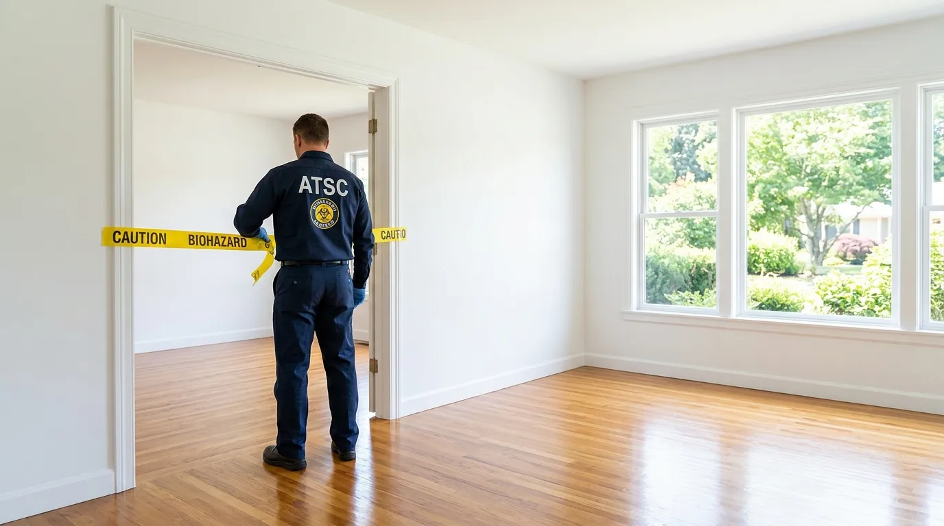 Certified biohazard cleanup crew performing Decomposition Cleanup in Yarmouth
